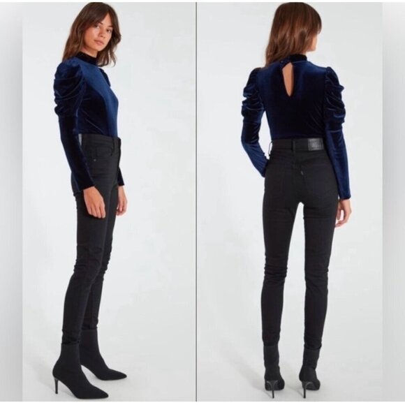 NWT MISA Los Angeles‎ Bodysuit Size Large Velvet Midnight Blue Dita - Picture 2 of 6